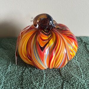 Martha Stewart Orange Swirl Glass Pumpkin Beautiful NEW!